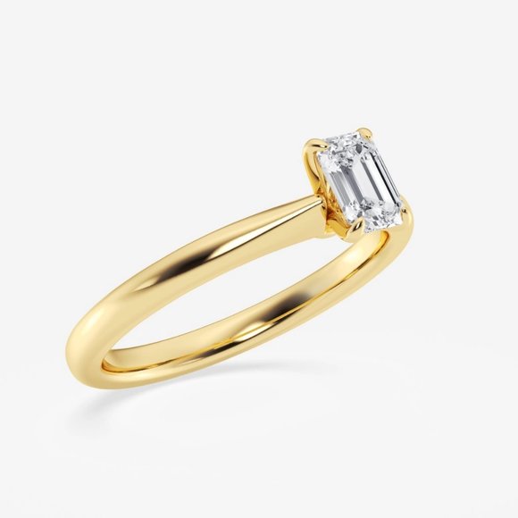 1/2 ctw Emerald Lab Grown Diamond Petite Solitaire Engagement Ring - Picture 4 of 6